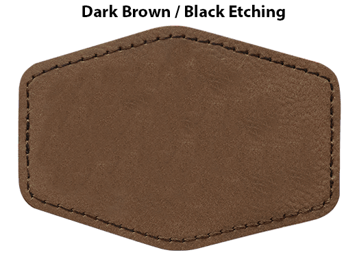 Hex shape Laser etched leatherette patch with your text or logo Minimum order requirement 12 pieces